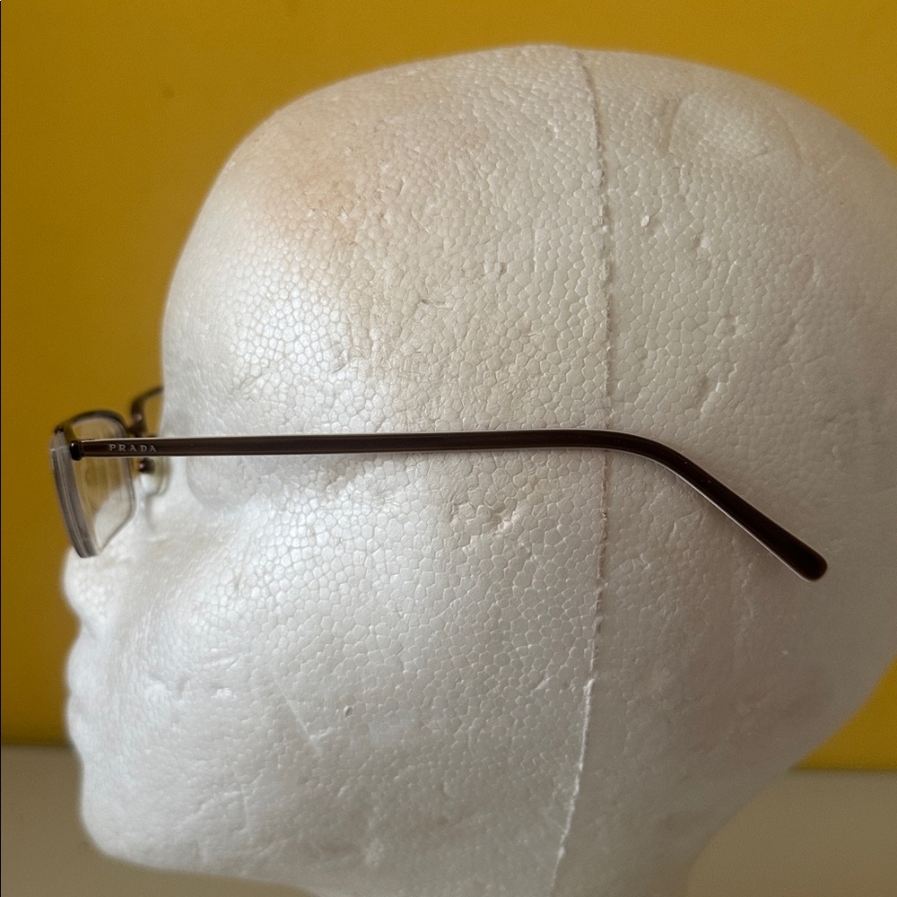 Prada Sleek Bronze Titanium Frameless Rectangular Prescription Glasses Frame - Picture 3 of 15